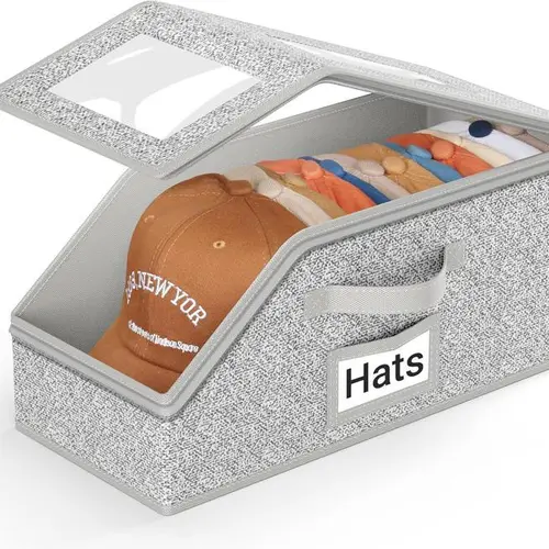 Stackable Baseball Cap Storage Box, Holds Up to 24 Hats – Durable Foldable Cardboard Organizer, Large Capacity Hat & Toy Storage Solution, Versatile Home & Bedroom Organizer, Dustproof, Space Saving mothersdaygift, Collapsible Storage Organizer, Multilaye