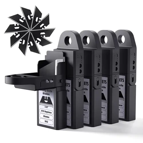 KAIWEETS Replacement Blades for KUF01 Utility Knife and Scraper, 50pcs with Storage Case, Premium SK2 Material, Black Rust-Resistant, Heat Treated, Precision Sharpness