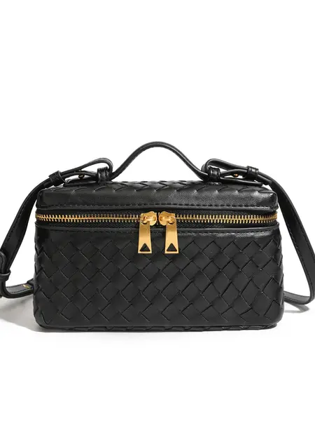 Vintage Handmade Woven Box Bag Spring Summer New Style Fashion Simple Portable Shoulder Crossbody Lunch Bag Small Square Box Bag Trendy All-Match Daily Casual Versatile Handbag, Elegant Outfits, Business Casual Outfit