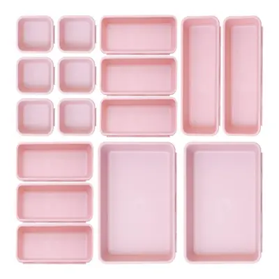 16-Piece Versatile Drawer Storage Bins, 4 Sizes Lightweight Plastic Organizers for Kitchen Bathroom Makeup Office Supplies