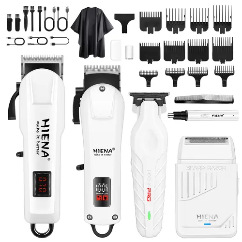 HIENA Men's Cordless Barber Clipper Set - Cordless Rechargeable Trimmer, Beard Trimmer Kit, ABS Personal Care Appliance with 5V/1A Charging, Barber Equipment, Ideal Gift for Fathers