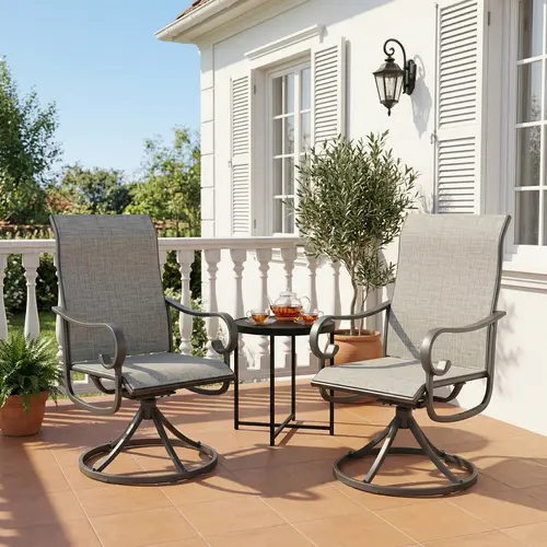 SOLVYA Rocking Bistro Chairs Set, All Weather Metal Outdoor Patio Chairs, Rocker Chairs for Backyard, Poolside, Garden, Balcony