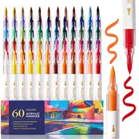 FINENOLO Brush Tip Acrylic Paint Markers Set (24/36/60 Pack) with Portable Stackable Storage Box, Premium Acrylic Paint Pens for Rock Painting, Fabric, Ceramic, Wood, Canvas, DIY Crafts Art Supplies DealsforYouDays