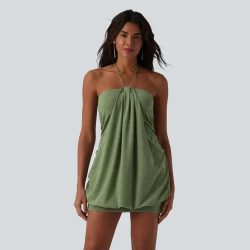 【Creator’s Pick】Halara Halter Tie Back Built-in Bra Bodycon Micro Mini Dress