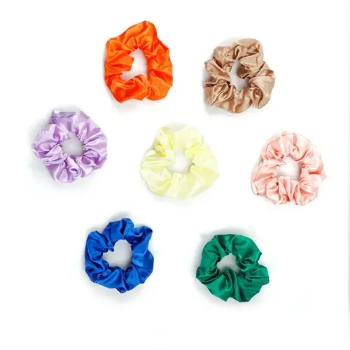 [NOT FOR SALE] Mihugass Silk Satin Scrunchy Hairband, Elastic Ponytail Holder (Random Color) - Women's Fashion Ponytail Accessories for Messy Buns, Grip Without Tug Elastic Hair Accessory