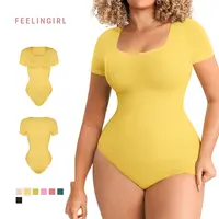 FeelinGirl FeelSoft Seamless Bodysuit for Women Light Tummy Control Scoop Neck Short Sleeve Shapewear Breathable newarrivals SohoChic