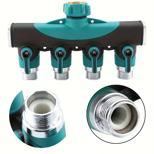 Heavy Duty Metal 2 Way Hose Splitter 3/4" – Garden Hose Connector with Dual Shut Off Valves, Leakproof Y Splitter for Outdoor Watering, Fits US Standard Threads, Durable Brass Construction for Lawn, Yard, Garden Irrigation, Easy Install, Teal Black,summer