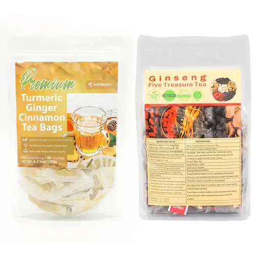 Organic 5-Treasures Ginseng Tea (30 Bags) - Free Turmeric Tea (60 Bags) Bonus, Chinese Herbal Kidney Health Beverage, Family-Size Value Pack Blend, Chinese Herbal Tea, Kidney Health Tea