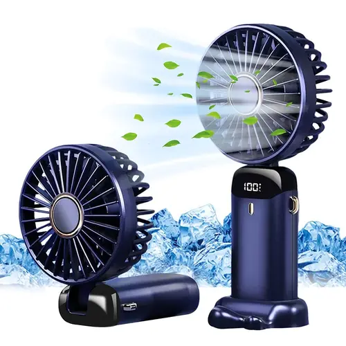 Portable Handheld Fan, Usb Cooling Fan, Rechargeable With 5 Speeds, LED Display, Lanyard, USB, Foldable For Office Bedroom Travel Camping, School Gift, Fishing Indoor/Outdoor, Cordless Rechargeable Fan, Usb Charging Fan