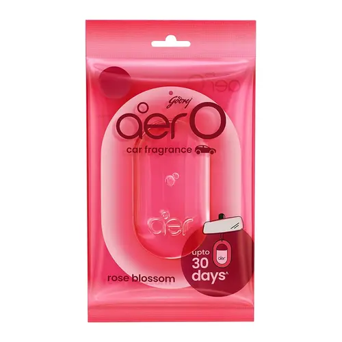Godrej aerO Rose Blossom Long-Lasting Membrane Hanging Pack (Pack of 4) - Car Fragrance, Car Interior Accessories, Auto Accessories, Car Scents, Floral Car Fragrance