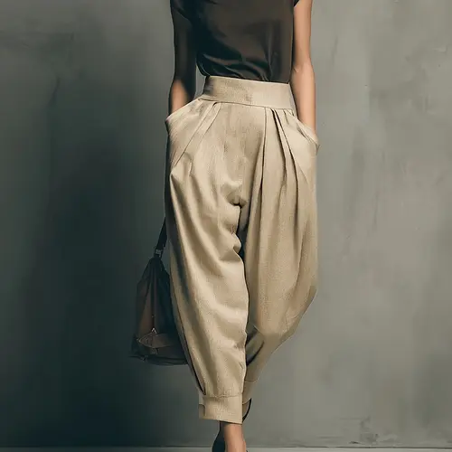 2026 Spring Summer New Arrival Women's Vintage Cotton Linen Breathable High Waist Casual Harem Pants, Fashionable Ladies' Clothing, Womenswear, Comfortable and Stylish