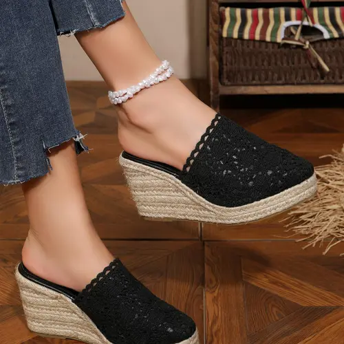 Women's Fashionable Espadrilles Wedge Heels Sandals, Casual Comfortable Breathable Slip on Sandals for Daily Wear, Lightweight Breathable Shoes for Women & Girls, Summer Wedges