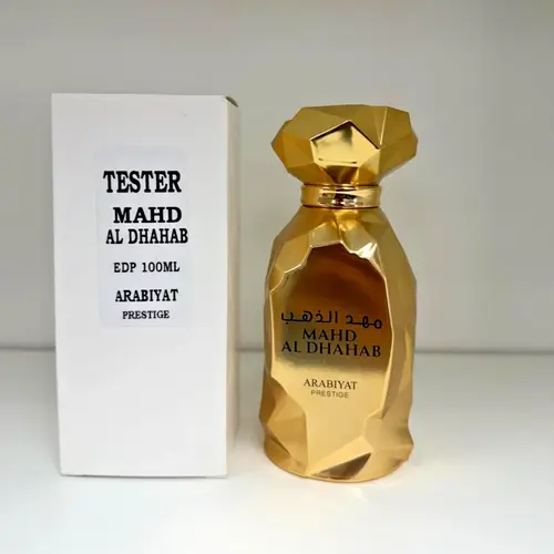 Arabiyat Mahad Al Dahab Prestige EDP Spray Tester - 3.4 fl oz (2-3.9 fl oz Range), Unisex Luxurious High-Quality Fragrance with Vanilla, Sandalwood, Sweet, Juicy, Flavored, Multi-Scent, Longlasting Refreshing Notes, Multi-Scent Unisex Fragrance