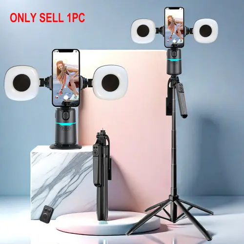 360-Degree Rotatable Smart Selfie Stick, Selfie Stick with Wireless Remote Control, Phone Stabilizer with RGB Light for Video Recording, Portable Selfie Accessory, Cellphone Selfie Accessory