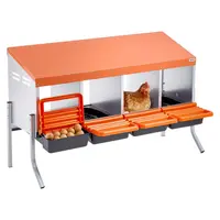 VEVOR 4-Compartment Chicken Roll Away Nesting Boxes, Galvanized Steel & High-Strength Plastic, Peck-Resist, with Support Legs, Flexible Installation, Ground Setup, Quick Rinse Clean, Easy Egg Collection, Orange (4-Compartment Use)#SohoChic