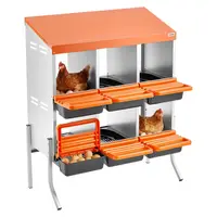 【SummerFinds】VEVOR Chicken Nesting Boxes, 6 Compartments, with Support Legs, Easy Egg Collection, Galvanized Steel and High-Strength Plastic, Roll Away Nesting Boxes for Chickens and Hens Laying Eggs, Orange