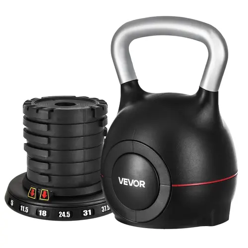 【SummerFinds】VEVOR Kettlebell, Adjustable Kettlebell with 7 Weight Levels (5, 11.5, 18, 24.5, 31, 37.5, 44 lbs), Die-Cast Aluminum and ABS Material, for Grip Strength Training, Full-body Workout & Cross-Training