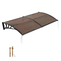【SummerFinds】VEVOR Awnings for Door Entrance, Exterior Front Door Window Awnings with Drainage & Metal Bracket, Rain Snow Sun Protection, Overhang Polycarbonate Door Canopy for Porch Patio, Brown