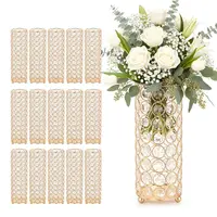 【SummerFinds】VEVOR 16 PCS Crystal Wedding Flower Vase, 10.24 in Tall Flower Table Centerpieces, Crystal Cylinder Banquet Vases Easy Installation, Versatile Arrangement Stand for Party Events Room Home Decor, Gold