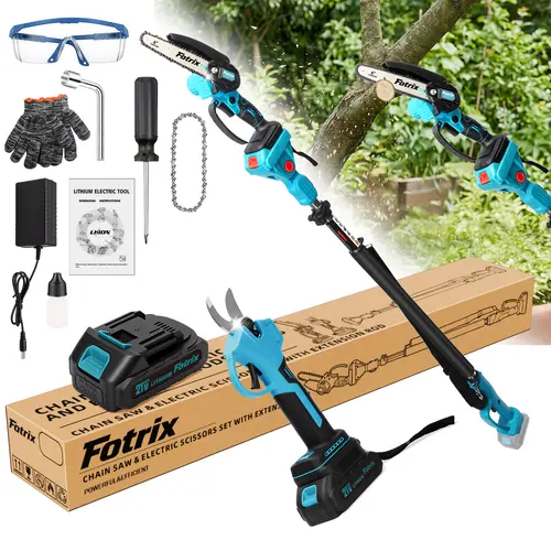 2-in-1 cordless 6-inch electric pole saw, brushless chainsaw,height up to 15 feet; retractable pole saw for cutting wood; retractable pruning saw suitable for cutting branches and trimming—ideal for outdoor fun and gardening.Home Lawn Tool Kit