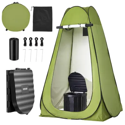 VEVOR Foldable Portable Toilet Stool Kit, 330 lbs Load Capacity, Quick-Setup Tear-Resist Tent, Carry Bag, Trash Bags, for Camping, RV Travel#SohoChic