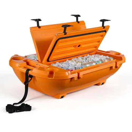 【SummerFinds】VEVOR 40 QT Floating Cooler, Floating Ice Chest with Dry Storage & Tow Rope, Premium LLDPE Amphibious Drink Cooler for Water & Land, Cruise Smoothly Stable on Lake, River, Pool, Beach, Kayak, Orange