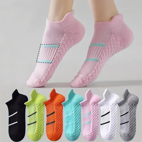 7-Pair Women's Simple and Stylish Solid Color Sports Socks, Comfortable and Breathable Short Socks with Reinforced Heels