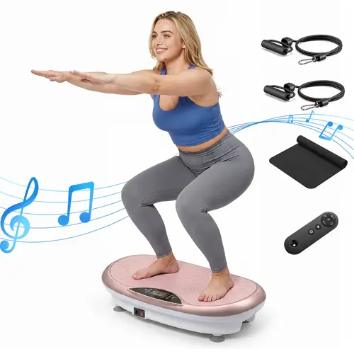 Merach 4D Vibration Plate,Full Body Lymphatic Drainage Exercise Machine, 440LBS Capacity with Triple Motors,Quiet Compact Easy Storage，for Office Workers Seniors Fitness Beginners BackToSchool