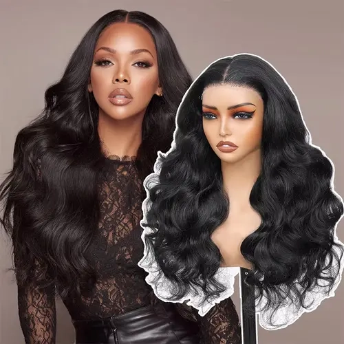 Pobokix 7x6 Body Wave HD Transparent Lace Front Human Hair Wig, Brazilian Preplucked Glueless Wig for Women, 200% Density, 16 Inch, Natural Hairline, Smooth, Baby Hairs Add Soft Lived-In Texture, Dye & Bleach Ready