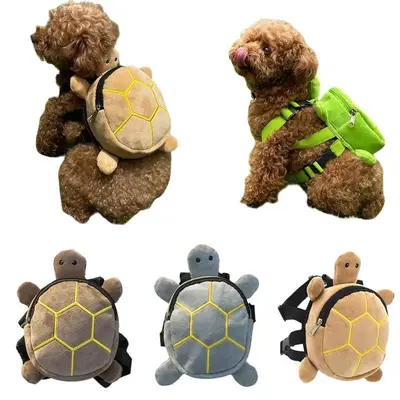 Cute Turtle Shape No-Pull Dog Backpack Harness - Sporty Protective Gear with D-Ring, Adjustable Self-Wearing Design for Small & Medium Dogs, Ideal for Travel, Hiking