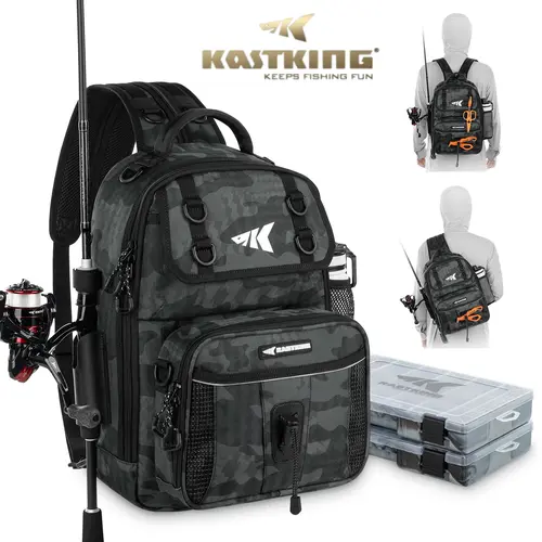 KastKing BaitSpace Fishing Sling Bag, Fishing Backpack with Rod & Beverage Holder, Tackle Bag for Fishing Gear SummerVibes,Summer Survivals ,dealsforyoudays