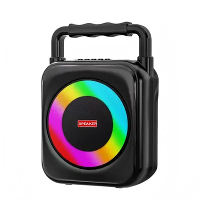 Portable Bluetooth Speaker with Handheld, Built-in LED RGB lights, Supporting USB/TF Card/AUX/BT 5.1 Playback Functions, Boombox for indoor Outdoor Camping Party Music Play