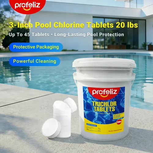 PROFELIZ Chlorine Tablets 3 Inch for Swimming Pools, Kills Bacteria and Stops Algae, Slow Dissolving,Exclusive Protective Packaging,Pool Chlorine Tablets,20lbs