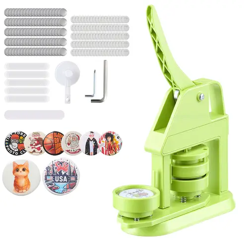【Summerfinds】VEVOR Button Maker Machine, 2.28 in, Plastic Pin Maker with 100pcs Button Parts, Mr. Panda Magic Book, Circle Cutter and Hex Wrenches, Reinforced Ergonomic Handle, for DIY Badges, Personalized Pins