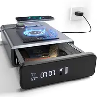 Smart Biometric Fingerprint Safe - DOJ Certified Alloy Digital Lock Safe with LED Clock, LED Light, 2-in-1 Wireless Phone Charging, Auto Pop-up, 0.23 cu.ft. - College Dorm Back to School Essential Nightstand Storage Gift,back to school,back to school haul