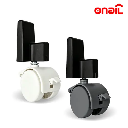 ONAIL Lockable Swivel Casters (Set of 4) for Home Storage Boxes - 360° Smooth Movement Rolling Lockable Wheels, Grey White Finish, 4 Corner Metal & Plastic Connectors, Compatible with Stackable Cabinets, Complete Kit