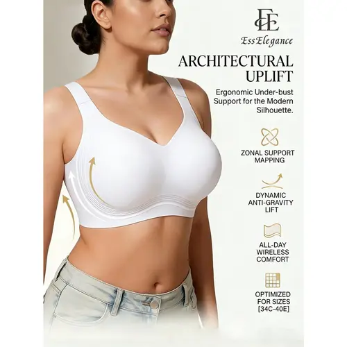 EssElegance Jelly Bra for Women Wireless Full Coverage No Underwire Everyday T Shirt Bra Zero Feel Seamless Invisible Padded Bralette Ultra Comfortable Wirefree Sleep Lounge Bra with Lifting Side Support