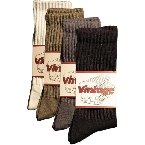 Unisex 4-Pair 98% Cotton Crew Socks Set with Elastane - Seamless, Breathable, Cozy, Machine Wash, All Season Fall Winter Sports Athleisure Socks for Women, Solid Colors
