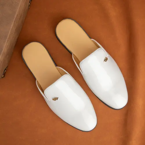 Men's Fashion Slip-On Slippers, PU Leather Upper, Rubber Sole, Casual Style, Spring & Fall, Plain Pattern, Less Than Ankle Height
