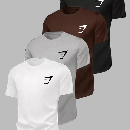 Men's Quick-Dry Geometric Print Short-Sleeve Loose-Fit Gym T-Shirt, Dry Fit Shirts, Workout Sportswear, Casual Breathable Top for All Seasons