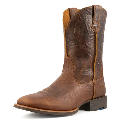 【Genuine Leather】Palitutu Men's Western Cowboy Boots,Square Toe Full Grain Leather,Mid Calf Work Boots for Men,Wide Fit Non-Slip,Roper Style Boots with Removable Insole