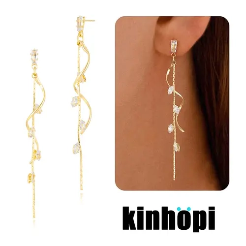KINHOPI Dangle Earrings for Women - 14K Gold/White Gold/Rose Gold Plated/Black Butterfly Heart Star Heart Chain Long Tassel Cubic Zirconia CZ Dangle Earrings Easy Gift Option Lightweight