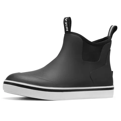 HISEA Men's Closed Chelsea Ankle Rain Booties Footwear - Waterproof Neoprene/Rubber, Slip Resistant Sole, Pull Strap, Slip-On in Seconds, Dry Wet Decks, Boat-To-Garden Use, All Seasons Outdoor Shoes