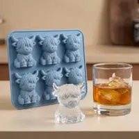 3D Highland Cow Ice Cube Tray, Large Silicone Fun Shapes Ice Cube Mold for Whiskey,Cocktails, Bourbon, Cute Highland Cow Gifts for Holiday Stocking Stuffers,Summervibes summerwins