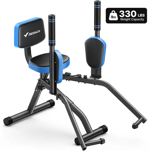 Merach Hip Abductor Machine, Adjustable Glute Trainer & Upper Back Exerciser, 330lbs Weight Capacity, Thigh Workout Equipment for Hip Sculpting & Butt Lifting, Design for Home Gym Fitness Training