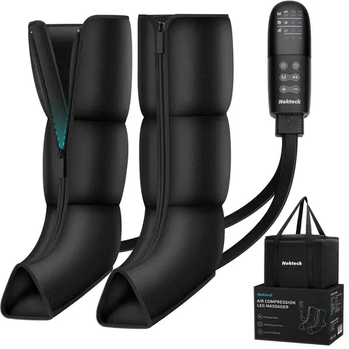 Nekteck Leg Massager for Circulation and Pain Relief, Air Compression Leg and Foot Massager, to Relieve Pain Swelling Edema, Edema RLS with 6 Modes & 6 Intensities, Relaxation Gifts for Mom Men Women Dad Wife Friend