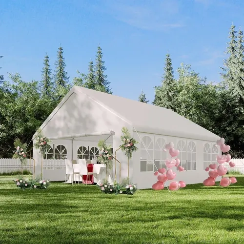 Gaomon 20'x20' Rectangle Straight-Edge Heavy-Duty Outdoor Party Tent - Waterproof PE Cover, 1.5-in Rustproof Powder-Coated Frame, Removable Sidewalls, UV Resistant, Foldable Easy Setup, Ventilated Gazebo for Parties, BBQs