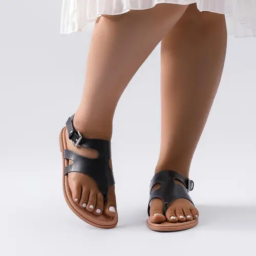 Luoika Women's Wide Width Flat Sandals, Flip Flop Casual Strapy Sandals Slip on Summer Beach Shoes for Women.