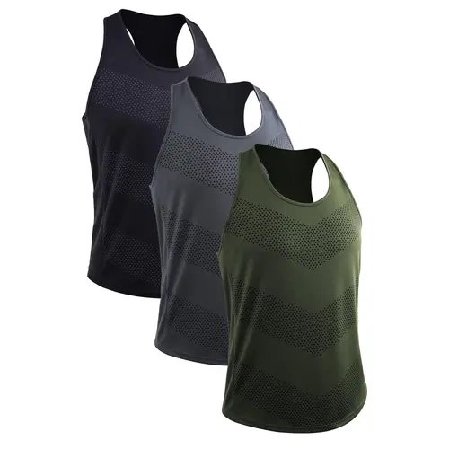 NELEUS Men's 3-Pack Quick-Dry U-Neck Activewear Tank Tops - Breathable Sports Vest for Running, Summer Travel, Camping Essentials