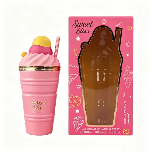 Sellion Sweet Bliss Eau de Parfum for Women (100ml Regular Edition) - Long-Lasting Gourmand Fragrance with Vanilla & Strawberry Scents, Cute Ice Cream Bottle, Gold Metallic Accents, Youth-Appealing Beauty Product for Gifting, Smelling Good Vanilla Perfume